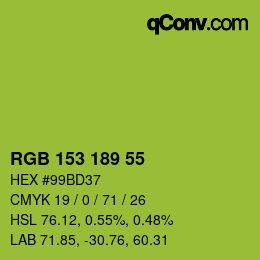 Código de color: RGB 153 189 55 | qconv.com