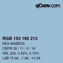 Color code: RGB 153 190 213 | qconv.com