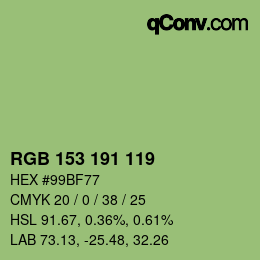 Color code: RGB 153 191 119 | qconv.com