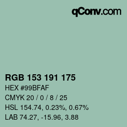 Farbcode: RGB 153 191 175 | qconv.com