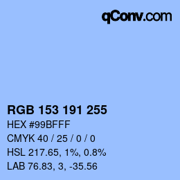 Color code: RGB 153 191 255 | qconv.com