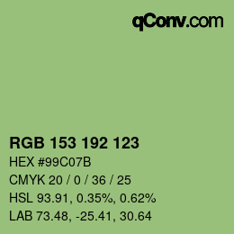 Color code: RGB 153 192 123 | qconv.com