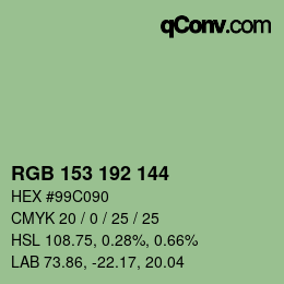 Color code: RGB 153 192 144 | qconv.com