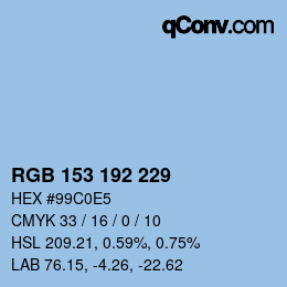 カラーコード: RGB 153 192 229 | qconv.com