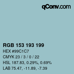 Código de color: RGB 153 193 199 | qconv.com