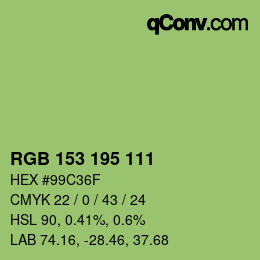 颜色代码: RGB 153 195 111 | qconv.com