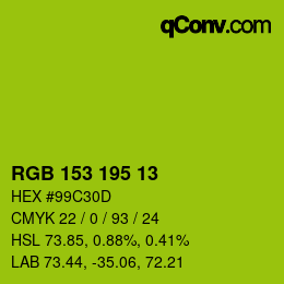 カラーコード: RGB 153 195 13 | qconv.com