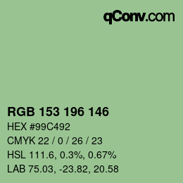 颜色代码: RGB 153 196 146 | qconv.com