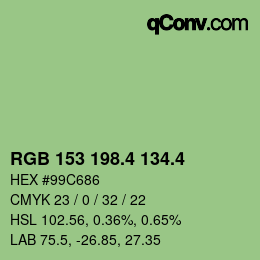 カラーコード: RGB 153 198.4 134.4 | qconv.com