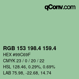 カラーコード: RGB 153 198.4 159.4 | qconv.com