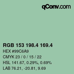 カラーコード: RGB 153 198.4 169.4 | qconv.com