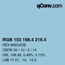 カラーコード: RGB 153 198.4 219.4 | qconv.com