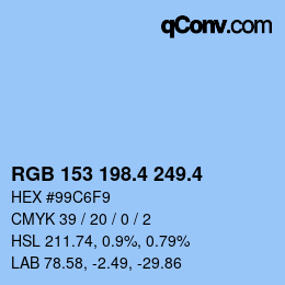 カラーコード: RGB 153 198.4 249.4 | qconv.com