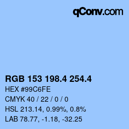 カラーコード: RGB 153 198.4 254.4 | qconv.com