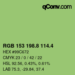 カラーコード: RGB 153 198.8 114.4 | qconv.com