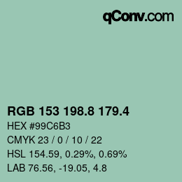 カラーコード: RGB 153 198.8 179.4 | qconv.com