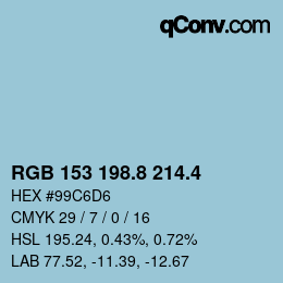 カラーコード: RGB 153 198.8 214.4 | qconv.com