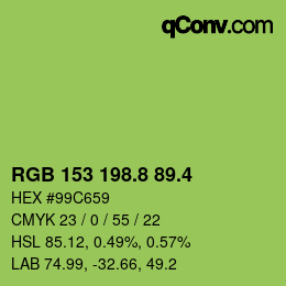 カラーコード: RGB 153 198.8 89.4 | qconv.com