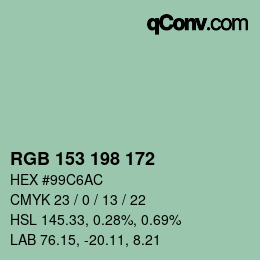 Color code: RGB 153 198 172 | qconv.com