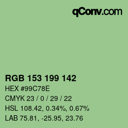 Color code: RGB 153 199 142 | qconv.com