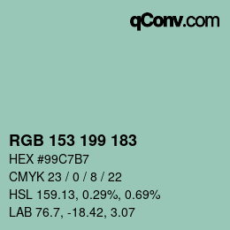 カラーコード: RGB 153 199 183 | qconv.com