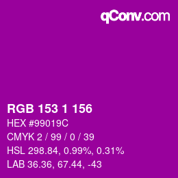 カラーコード: RGB 153 1 156 | qconv.com