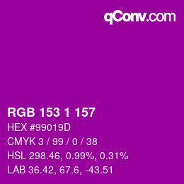 Color code: RGB 153 1 157 | qconv.com