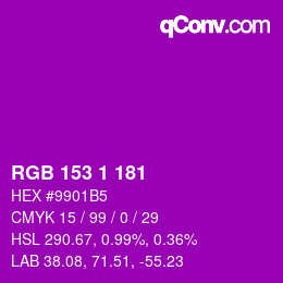 カラーコード: RGB 153 1 181 | qconv.com
