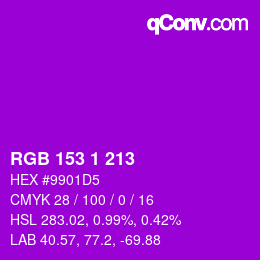 Color code: RGB 153 1 213 | qconv.com