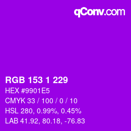Color code: RGB 153 1 229 | qconv.com