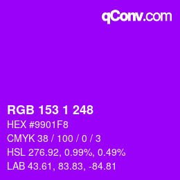 Color code: RGB 153 1 248 | qconv.com