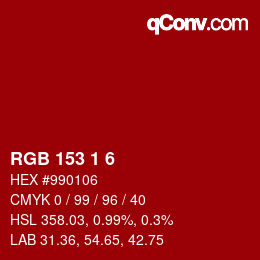 Color code: RGB 153 1 6 | qconv.com