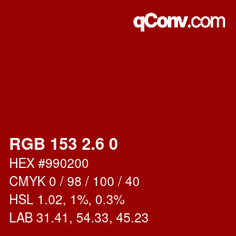 カラーコード: RGB 153 2.6 0 | qconv.com