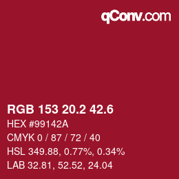 カラーコード: RGB 153 20.2 42.6 | qconv.com