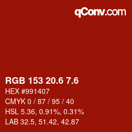 カラーコード: RGB 153 20.6 7.6 | qconv.com