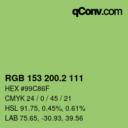 カラーコード: RGB 153 200.2 111 | qconv.com