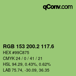 カラーコード: RGB 153 200.2 117.6 | qconv.com