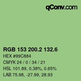 カラーコード: RGB 153 200.2 132.6 | qconv.com