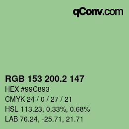 カラーコード: RGB 153 200.2 147 | qconv.com