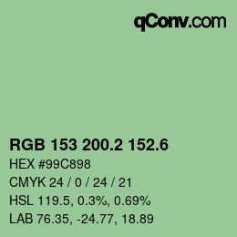 カラーコード: RGB 153 200.2 152.6 | qconv.com