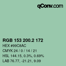 カラーコード: RGB 153 200.2 172 | qconv.com