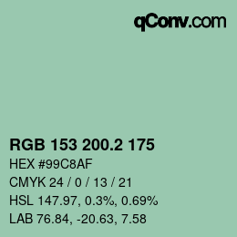 カラーコード: RGB 153 200.2 175 | qconv.com