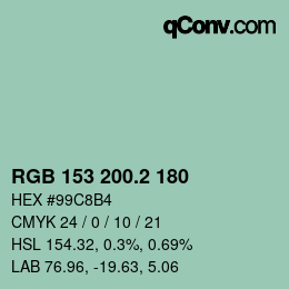 カラーコード: RGB 153 200.2 180 | qconv.com