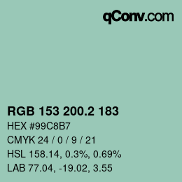 カラーコード: RGB 153 200.2 183 | qconv.com