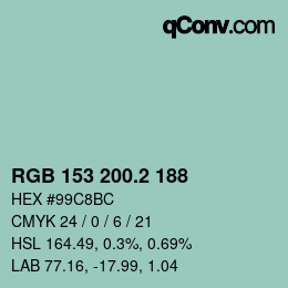 カラーコード: RGB 153 200.2 188 | qconv.com