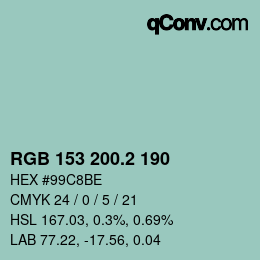 カラーコード: RGB 153 200.2 190 | qconv.com