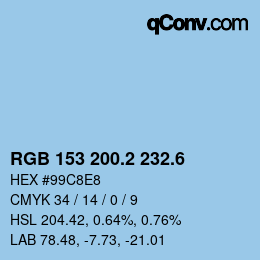カラーコード: RGB 153 200.2 232.6 | qconv.com