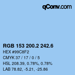 カラーコード: RGB 153 200.2 242.6 | qconv.com