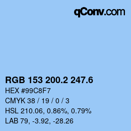 カラーコード: RGB 153 200.2 247.6 | qconv.com