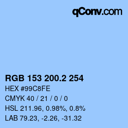 カラーコード: RGB 153 200.2 254 | qconv.com